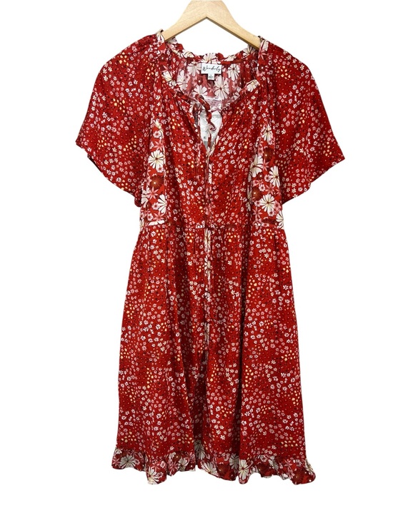 Wonderly Dresses & Skirts - Wonderly Red Flower Field Mini Dress Boho Flowy Prairie Womens Large NWT